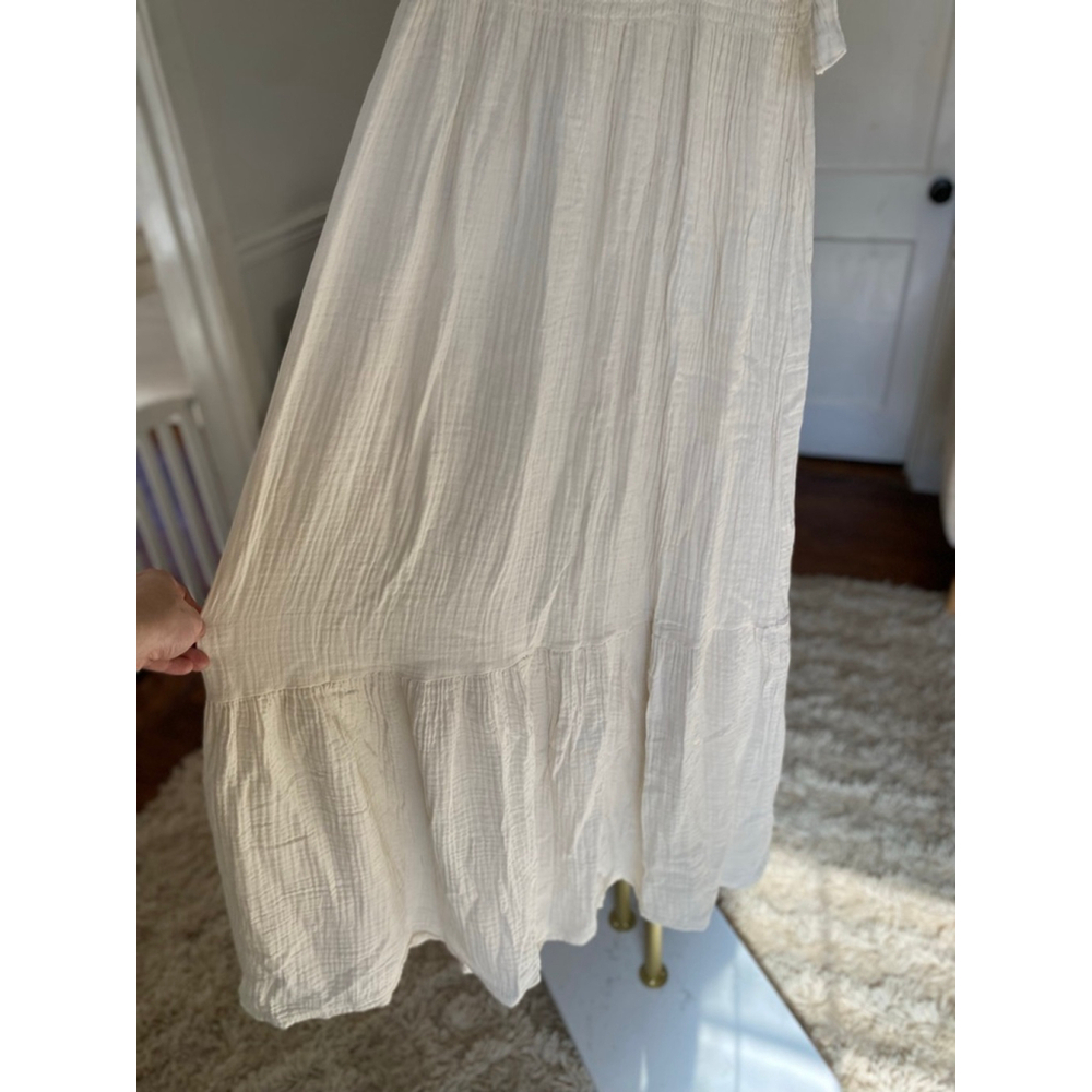 Nothing Fits But Ivory Cotton Gauze Maxi Dress Tie Strap Cottagecore Ethereal - Picture 7 of 10